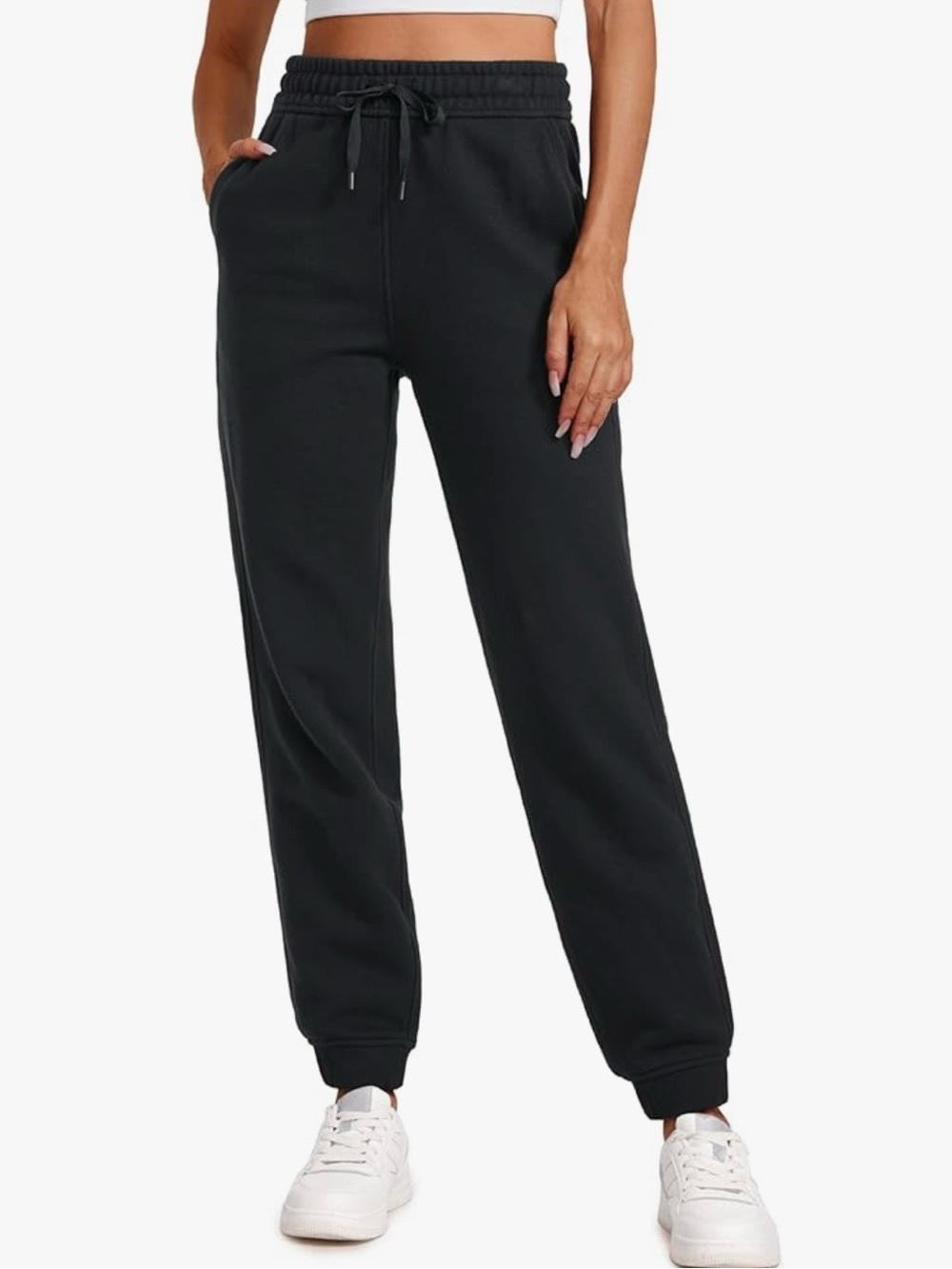 CRZ YOGA Black High-Waist Fleece Joggers